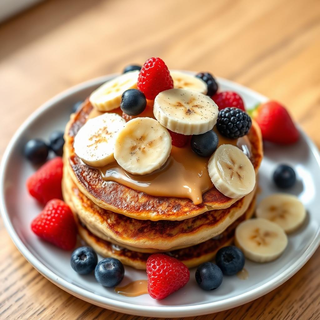 Panqueques de plátano con crema de maní