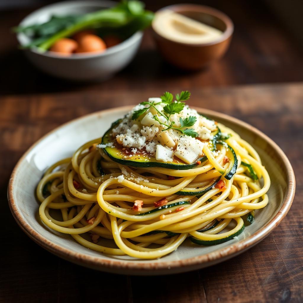 Espagueti de calabacín con parmesano