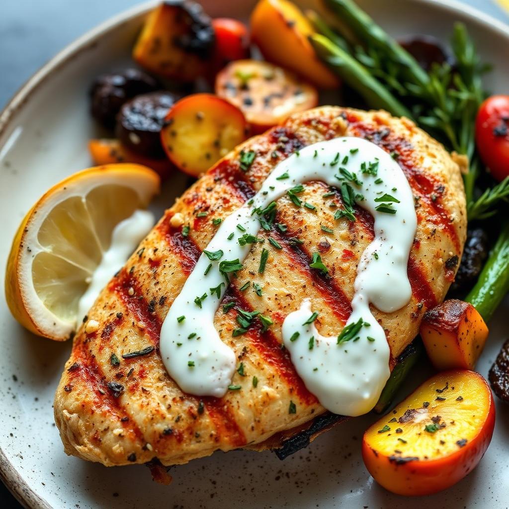 Pollo asado con hierbas y yogur