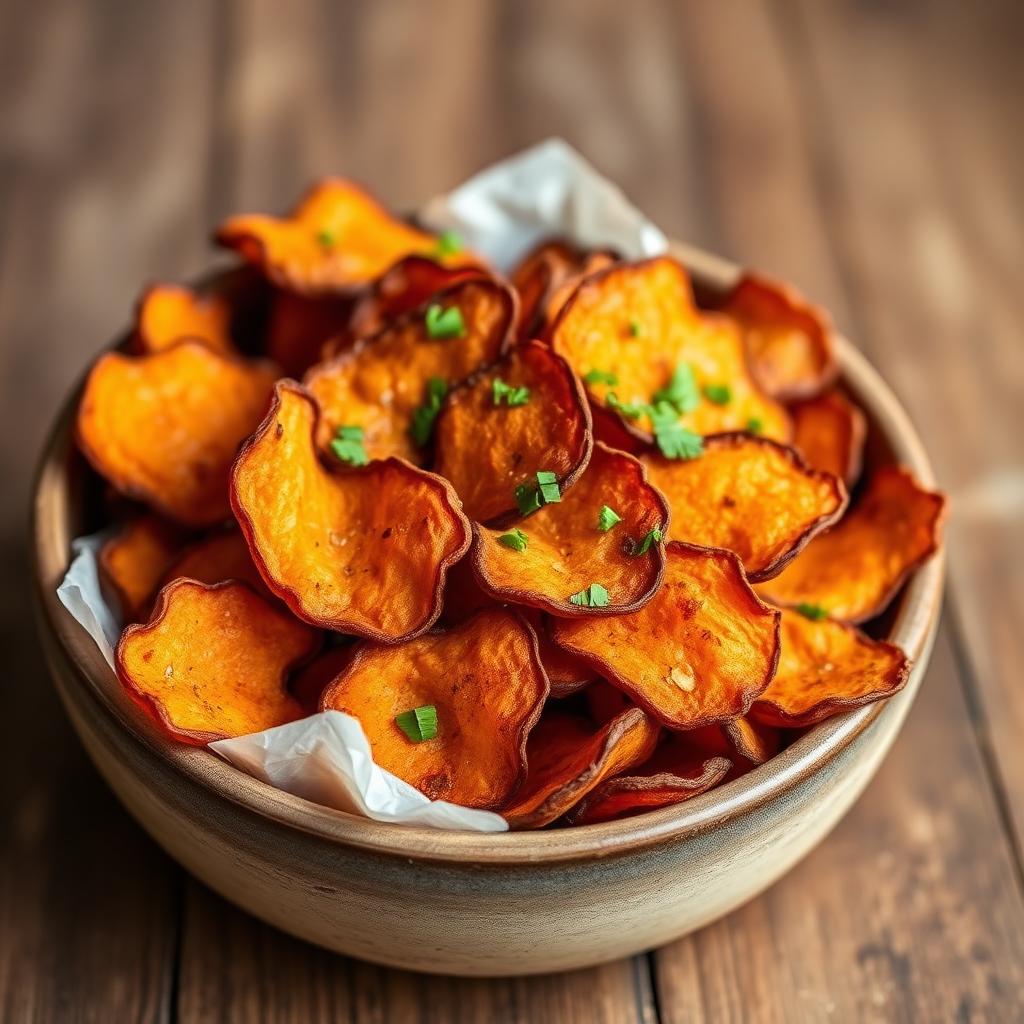 Chips de papa dulce al horno